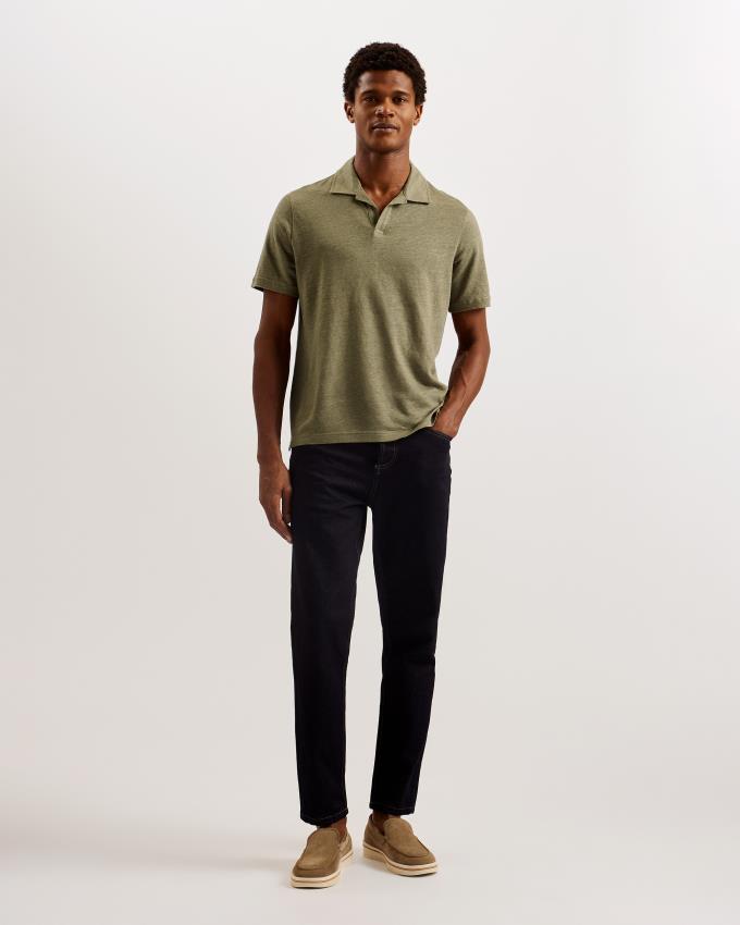 Polo Ted Baker Linen Revere Collar Vert Olive Homme | EPB-51827687